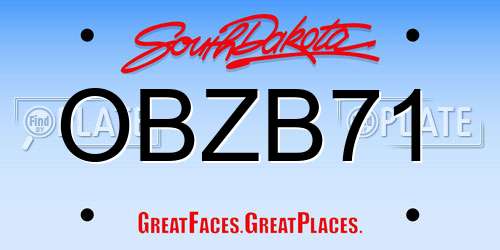 OBZB71 South Dakota License Plate