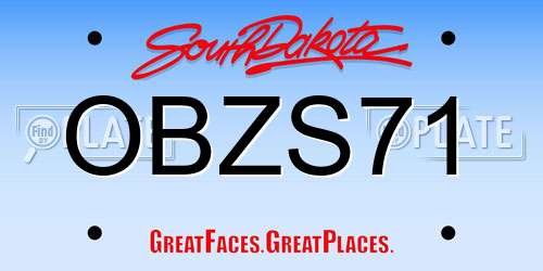OBZS71 South Dakota License Plate