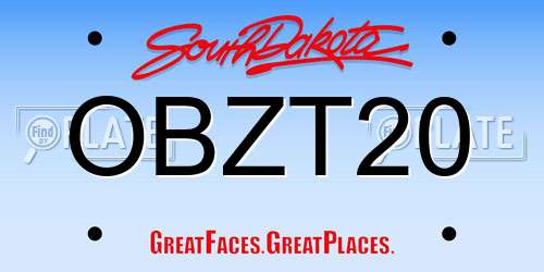 OBZT20 South Dakota License Plate