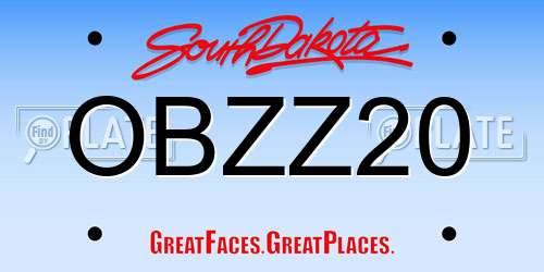 OBZZ20 South Dakota License Plate