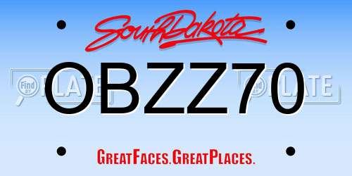 OBZZ70 South Dakota License Plate