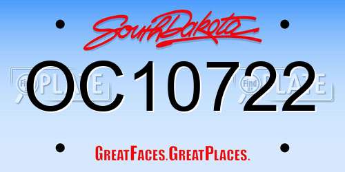 OC10722 South Dakota License Plate