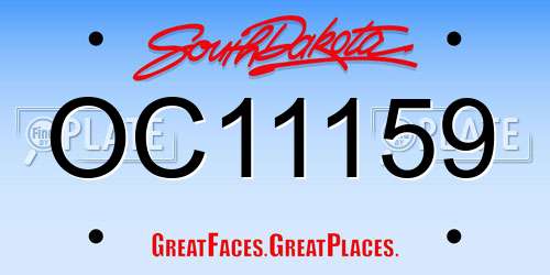 OC11159 South Dakota License Plate