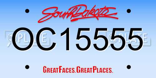 OC15555 South Dakota License Plate