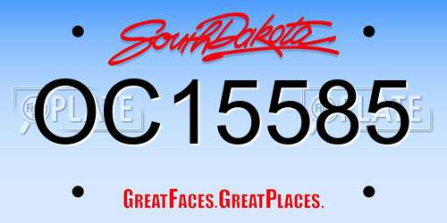 OC15585 South Dakota License Plate