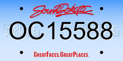 OC15588 South Dakota License Plate