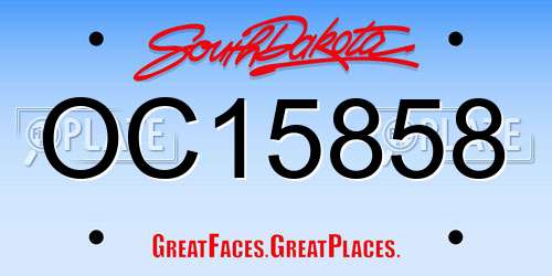 OC15858 South Dakota License Plate