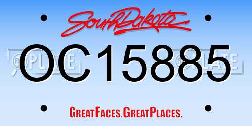 OC15885 South Dakota License Plate