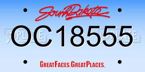 OC18555 South Dakota License Plate