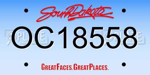 OC18558 South Dakota License Plate
