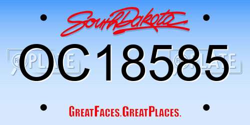 OC18585 South Dakota License Plate