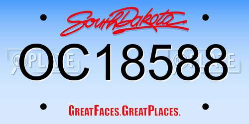 OC18588 South Dakota License Plate