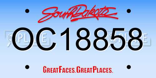 OC18858 South Dakota License Plate