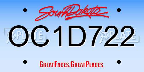 OC1D722 South Dakota License Plate