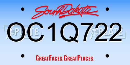 OC1Q722 South Dakota License Plate