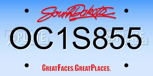 OC1S855 South Dakota License Plate