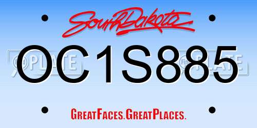 OC1S885 South Dakota License Plate