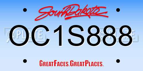 OC1S888 South Dakota License Plate