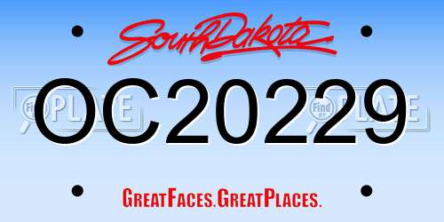 OC20229 South Dakota License Plate