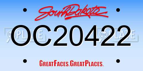 OC20422 South Dakota License Plate