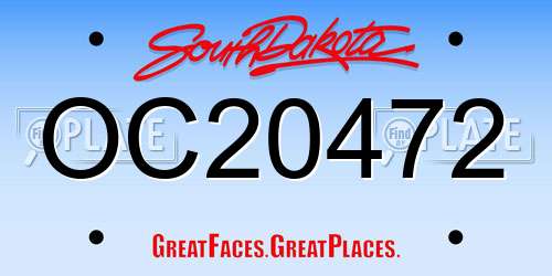 OC20472 South Dakota License Plate