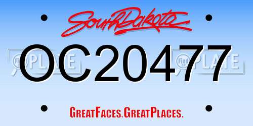 OC20477 South Dakota License Plate