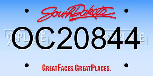 OC20844 South Dakota License Plate