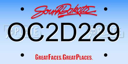 OC2D229 South Dakota License Plate