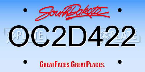 OC2D422 South Dakota License Plate