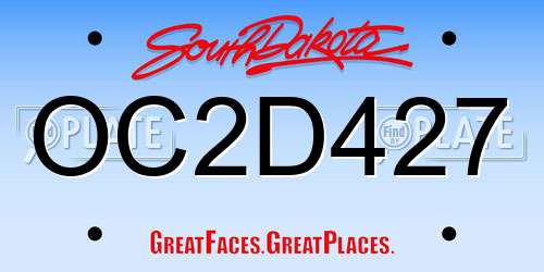OC2D427 South Dakota License Plate