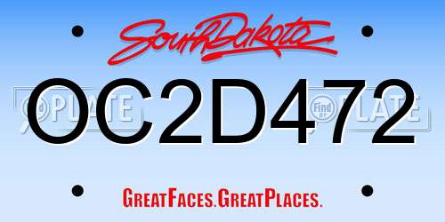 OC2D472 South Dakota License Plate