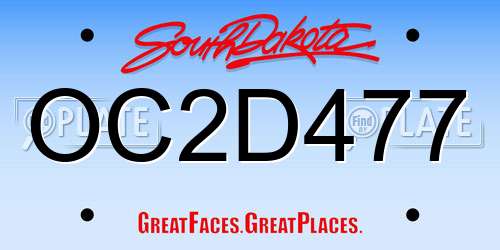 OC2D477 South Dakota License Plate
