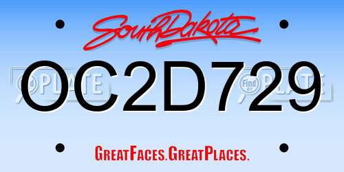 OC2D729 South Dakota License Plate