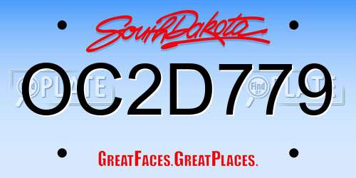 OC2D779 South Dakota License Plate
