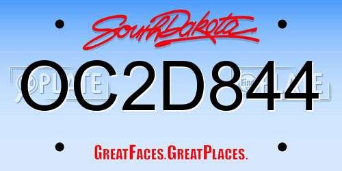 OC2D844 South Dakota License Plate