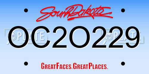 OC2O229 South Dakota License Plate