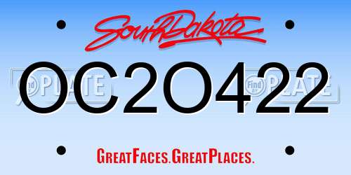 OC2O422 South Dakota License Plate