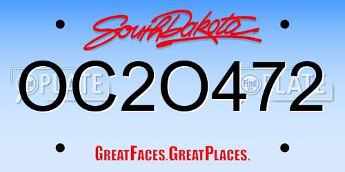 OC2O472 South Dakota License Plate