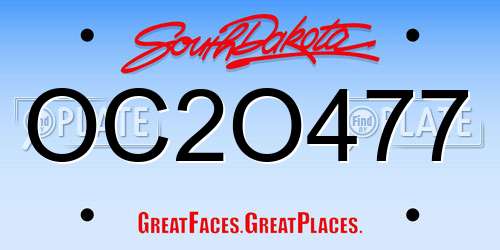 OC2O477 South Dakota License Plate