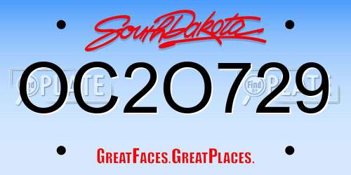 OC2O729 South Dakota License Plate