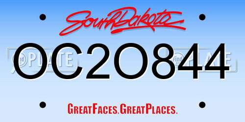OC2O844 South Dakota License Plate