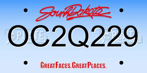 OC2Q229 South Dakota License Plate