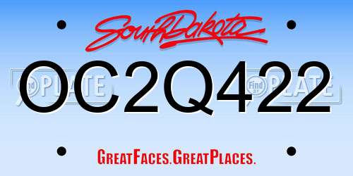 OC2Q422 South Dakota License Plate