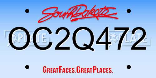 OC2Q472 South Dakota License Plate