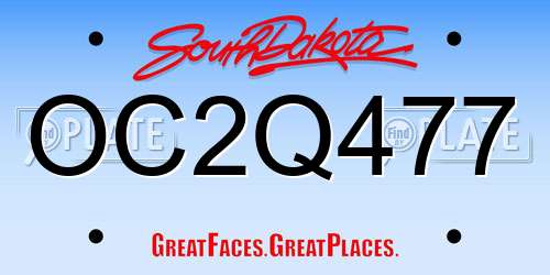 OC2Q477 South Dakota License Plate