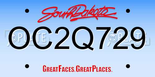 OC2Q729 South Dakota License Plate