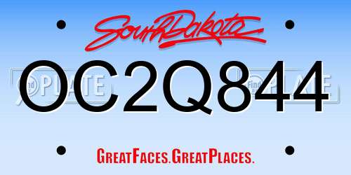 OC2Q844 South Dakota License Plate