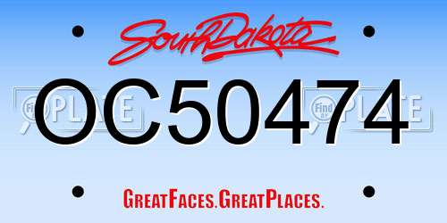 OC50474 South Dakota License Plate
