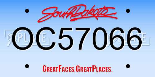 OC57066 South Dakota License Plate