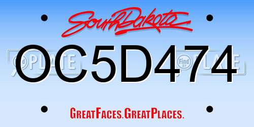 OC5D474 South Dakota License Plate